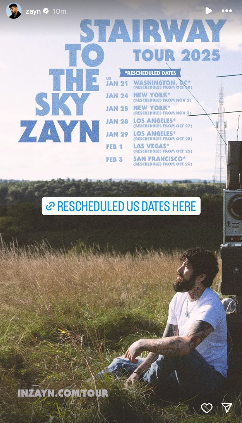 Thew replacement dates have been announced. — Picture from Instagram/zayn