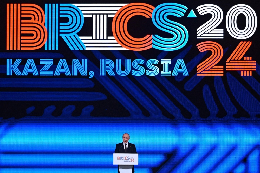 Russia’s President Vladimir Putin delivers a speech during a festive reception of the Brics summit in Kazan on October 23, 2024. — AFP pic 