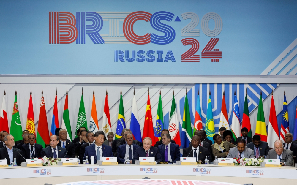 Russia’s President Vladimir Putin speaks during a plenary session in the outreach/Brics Plus format at the Brics summit in Kazan on October 24, 2024. — AFP pic 