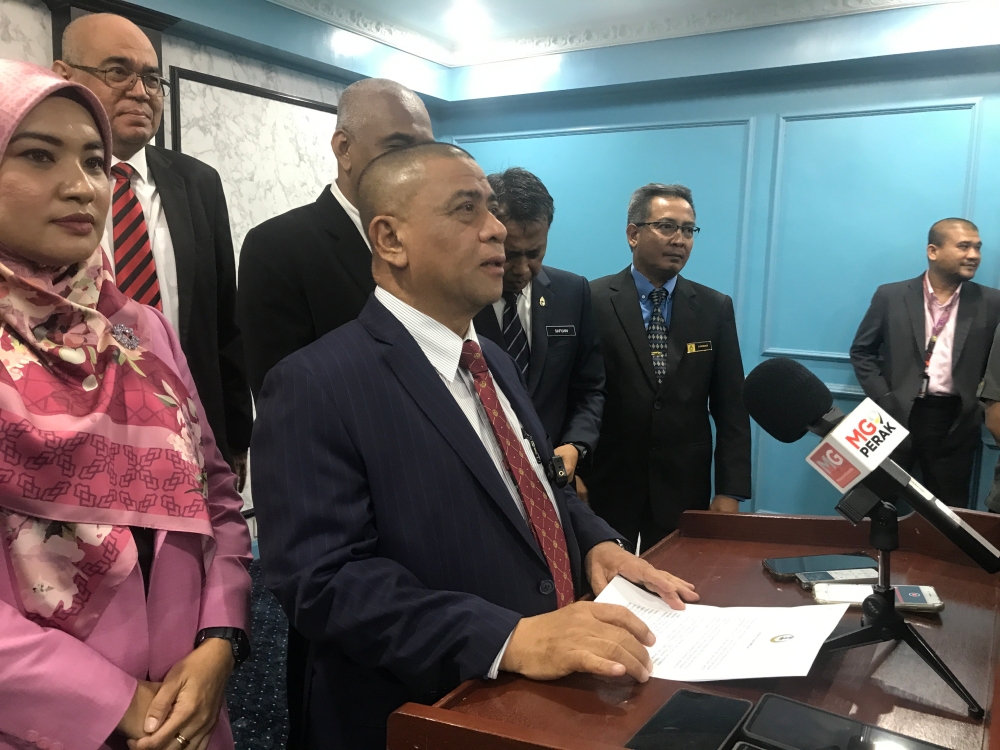 Perak Menteri Besar Datuk Seri Saarani Mohamad speaks at a press conference at the Perak Darul Ridzuan Building in Ipoh on October 30, 2024. — Picture by John Bunyan