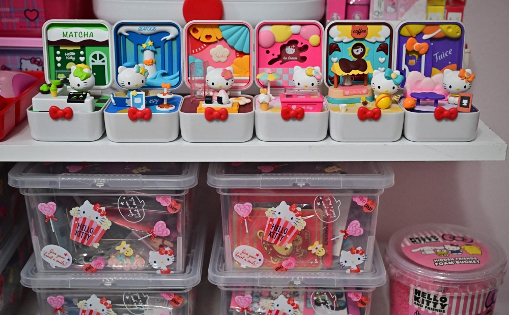 This picture taken on October 19, 2024 shows items that are part of Helen’s collection, founder of the ‘Hello Kitty SoCal Babes’ fan club, inside her ‘she-shed’ in Riverside County, California. — AFP pic