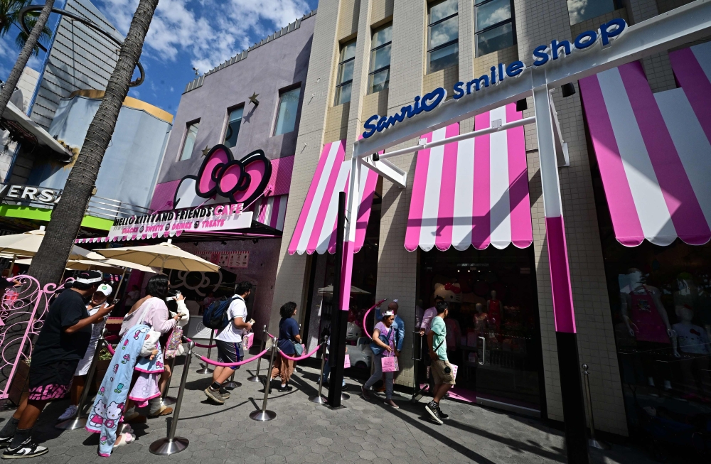 In this picture taken on September 6, 2024, people enter the Sanrio Smile Shop on its opening day at Universal Studios Hollywood in Universal City, California. — AFP pic