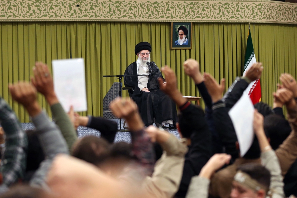 A handout picture provided by the office of Iran’s Supreme Leader Ayatollah Ali Khamenei on November 2, 2024, shows him addressing Iranian students during a meeting in Tehran. AFP pic/ KHAMENEI.IR handout