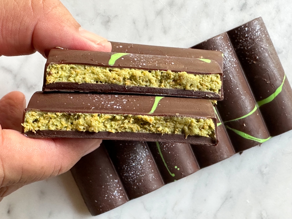 Cocoraw Chocolate Kunafa uses semi-dark chocolate, offering a not too sweet contrast with their crunchy pistachio ‘kunafa'. — Picture by Lee Khang Yi