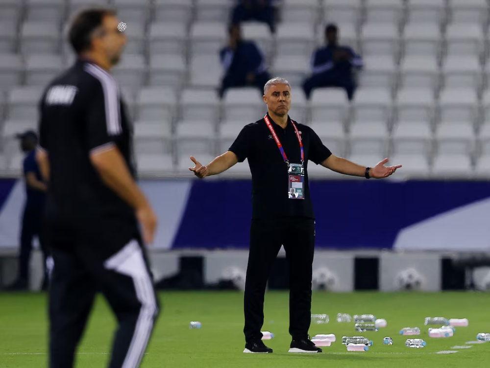 Palestine coach Makram Daboub at the Asian qualifying third rounch match with Kuwait in Qatar on October 15. — Reuters