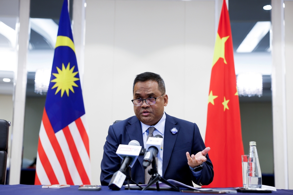 Malaysia’s Ambassador to China, Datuk Norman Muhamad, holds a press conference on Prime Minister Datuk Seri Anwar Ibrahim’s working visit to China from 4 to 7 November at the invitation of his counterpart, Li Qiang. — Bernama pic