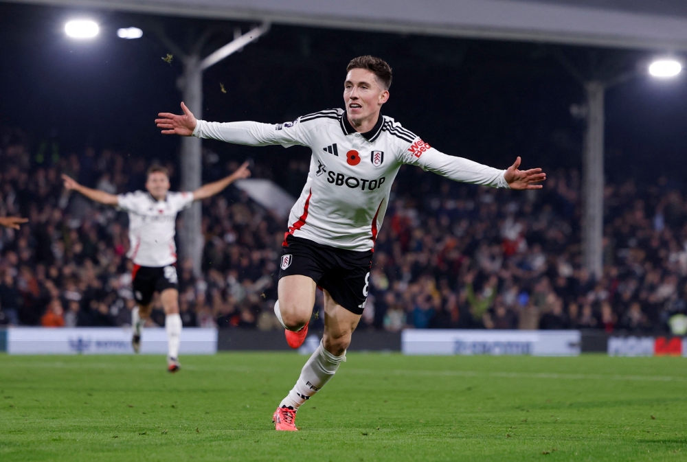 Fulham’s Harry Wilson celebrates scoring their winning goal against Brentford at Craven Cottage, in London, UK, on Nov 4, 2024. — Reuters pic