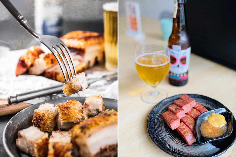 Enjoy roast pork (left) and luncheon meat fries (right) with your craft beer of choice. — Pictures courtesy of Simply by DaYork