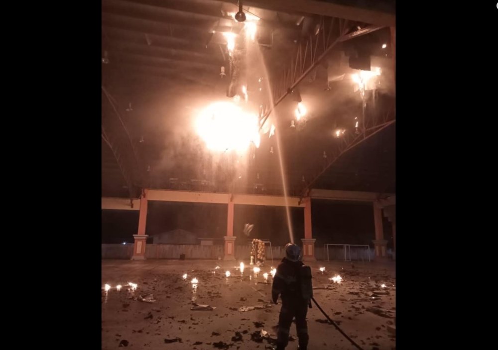 An initial investigation by the police found that the fire occurred during a birthday celebration held at the premises which was attended by about 500 guests who were provided various types of firecrackers and fireworks. — Picture from social media 