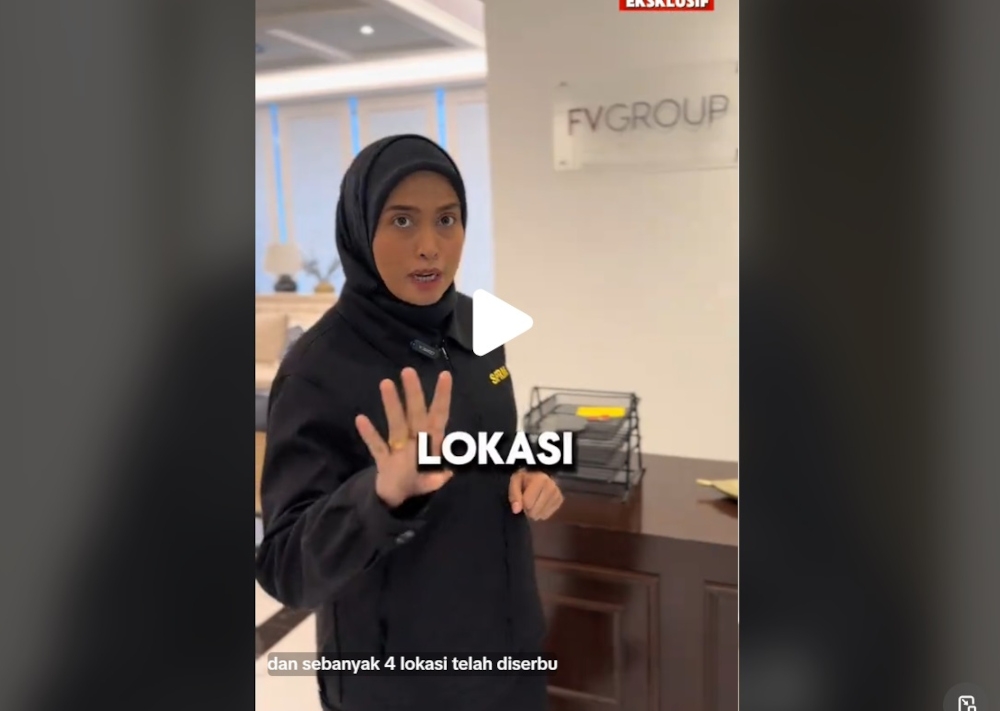 In a post shared on MACC’s official TikTok account, the agency revealed that the operation was conducted as part of the investigation into the loss of public funds, totalling RM43.9 million. — Screengrab from TikTok/sprm.malaysia 