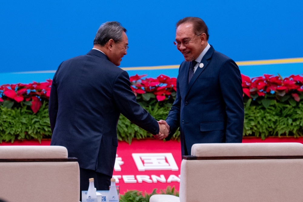 Prime Minister Datuk Seri Anwar Ibrahim was given the privilege of speaking immediately after his Chinese counterpart, Li Qiang, followed by leaders from five other countries: France, Nicaragua, Saudi Arabia, Tanzania, and Uzbekistan. — Picture from X/Anwar Ibrahim 