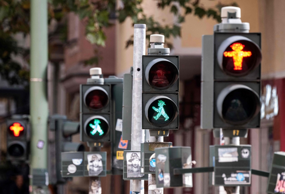 East Germany’s ‘Ampelmann’ or pedestrian traffic light man is now instantly recognisable thanks to his chunky outline and wide-brimmed hat. — AFP pic