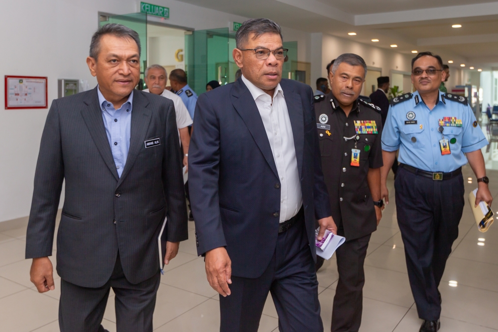 Home Minister Datuk Seri Saifuddin Nasution arrives at the Kajang Prison Headquarters for town hall session addressing efforts to reduce reliance on foreign workers through community rehabilitation programs, November 5, 2024 — Picture by Raymond Manuel