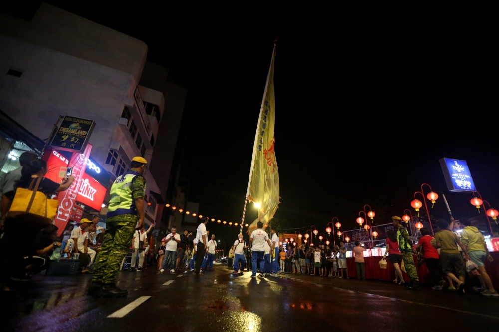 A Chingay parade celebrating the birthday of the Jade Emperor at the Chew Jetty in George Town, Penang. — Picture by Sayuti Zainudin