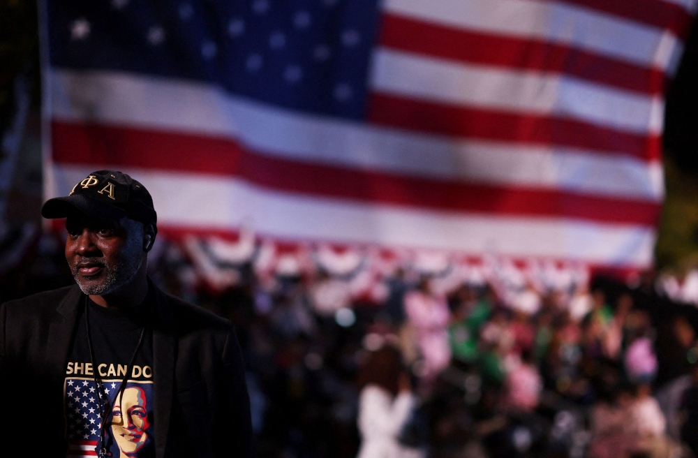 Supporters gather at Howard University, where the venue for Democratic presidential nominee US Vice President Kamala Harris’ election night event is set up, during the 2024 US presidential election on Election Day, in Washington November 5, 2024. — Reuters pic