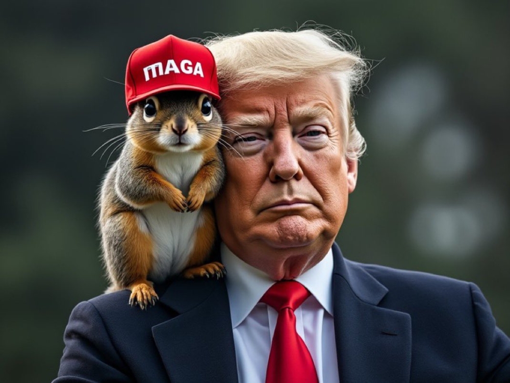 Trump’s followers circulated AI generated images of President-elect Donald Trump with Peanut in the final days just before election, calling for justice for the euthanised squirrel and its racoon friend, Fred. — Picture from X/robbystarbuck