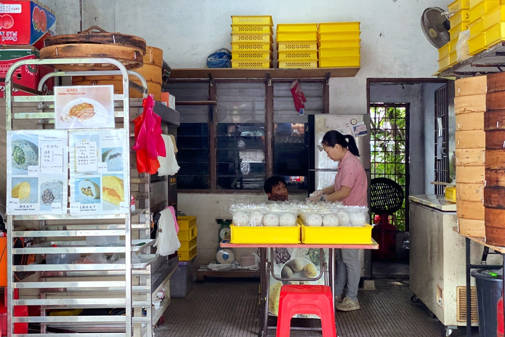 Busy making fresh batches of bao in the kitchen.