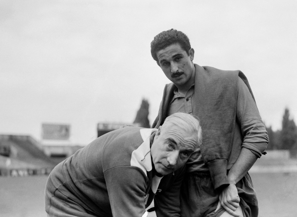 Undated photo football legend and symbol of the Algerian independence struggle Rachid Mekhloufi (right) who died aged 88. — AFP