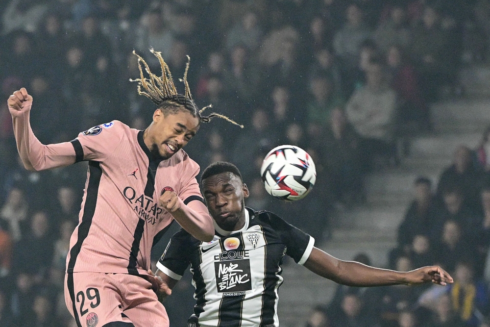 Lee Kang-in and Bradley Barcola both scored twice in the first half as Paris Saint-Germain shrugged off their latest Champions League woes to win 4-2 at Angers yesterday. — AFP pic