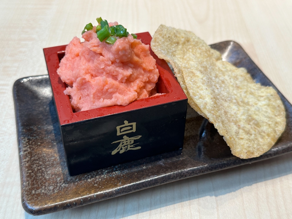 Mashed Potato with Cod Roe served with fried dumpling crackers makes a great snack while you wait for the other dishes.