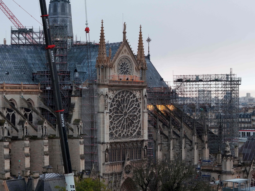 This aerial picture, taken on November 22, 2024 shows Notre-Dame-de Paris cathedral a few days before its reopening. — AFP pic