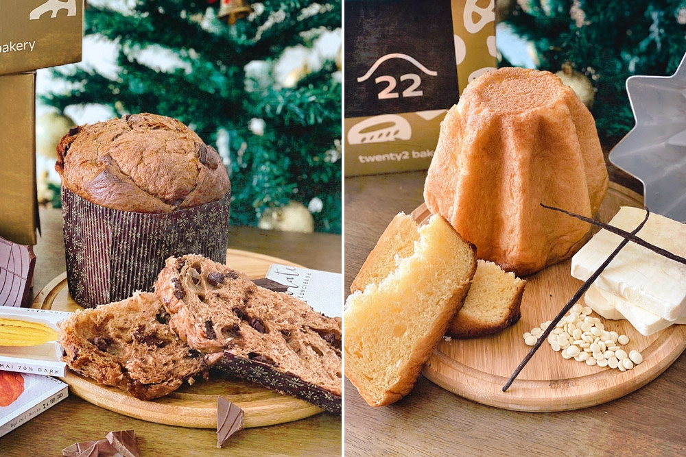 Panettone Cioccolato (left). Twenty-Two Bakery took four years to develop their ‘pandoro’ recipe (right). — Pictures courtesy of Twenty-Two Bakery