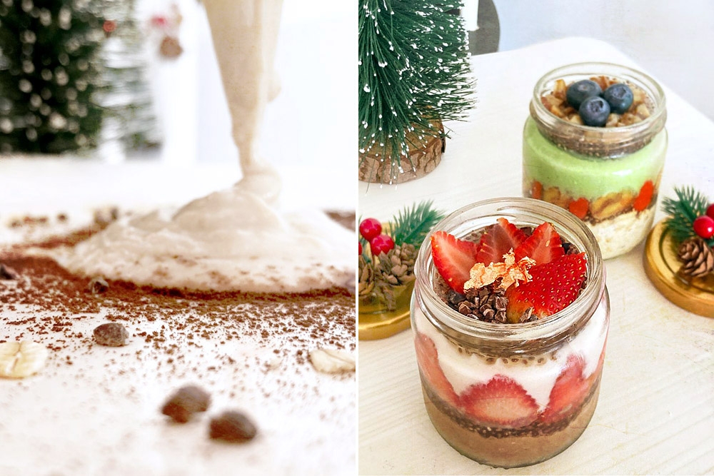 A tofu-based cream is used to make the Tofumisu Parfaits, available in Strawberry Cocoa Sundae and Matcha Chestnut Escape flavours. — Pictures courtesy of Wise Crafters