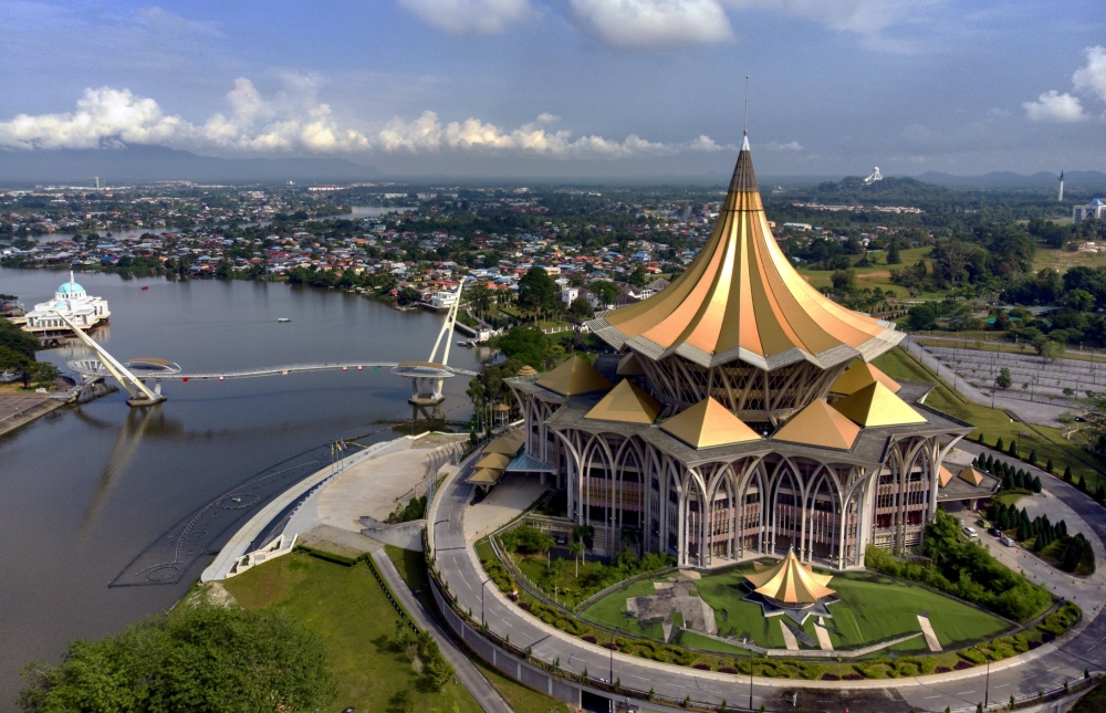 An undated file photograph shows an aerial view of Kuching, Sarawak. — Bernama pic