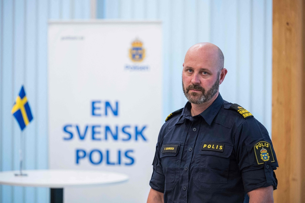 Swedish police officer Tony Quiroga, deputy head of Operation Frigg in the Bergslagen region is pictured in the police headquarters in Örebro, on September 23, 2024. — AFP pic 