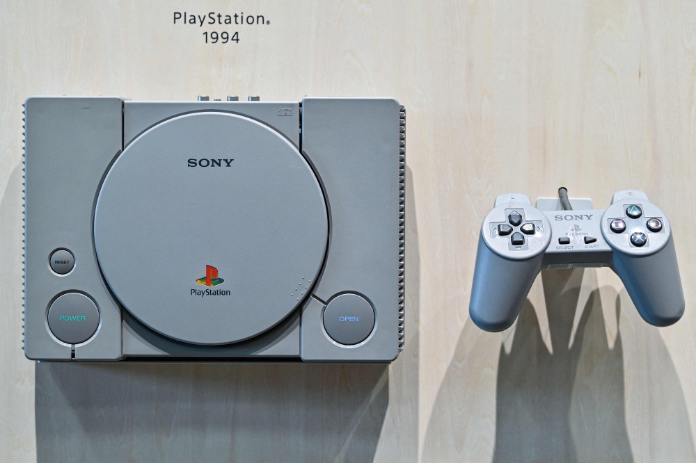 An original PlayStation is pictured at a display of various memorabilia in the lobby of the Sony headquarters building in central Tokyo on November 27, 2024. December 3, 2024 will mark the 30th anniversary of the first release of Japan's Sony PlayStation, transforming the world of video games. — AFP pic