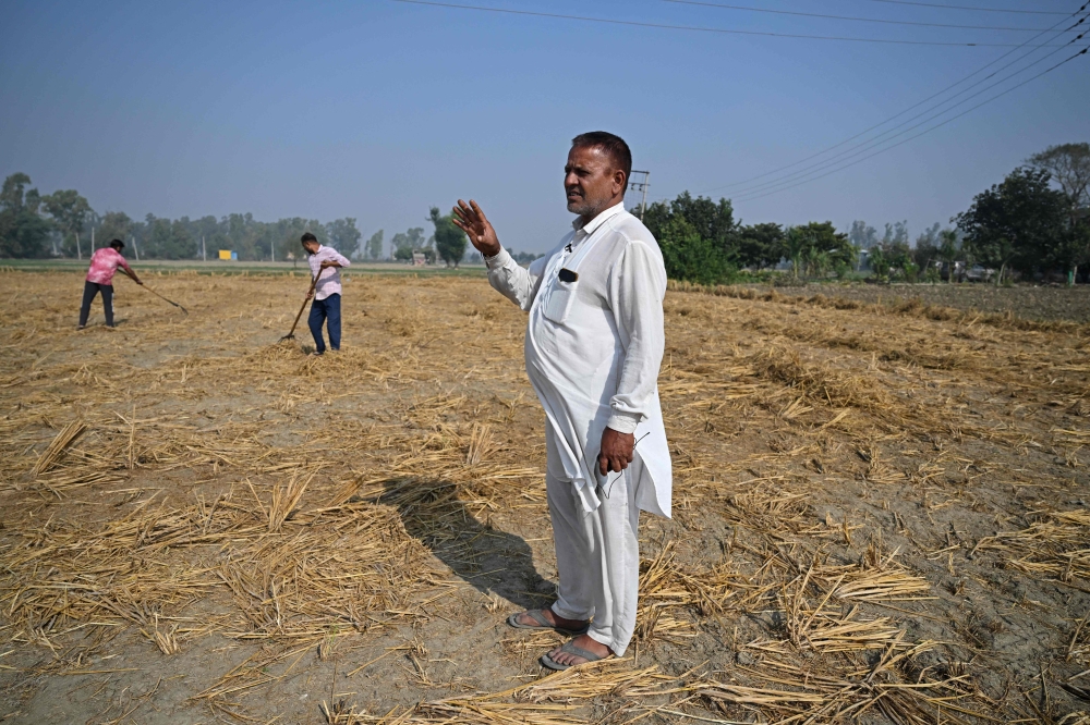 In this photograph taken on November 26, 2024, Indian farmer Balkar Singh speaks during an interview with AFP at his field on the outskirts of Panipat in India's Haryana state. — AFP pic