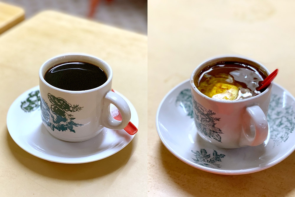 Kopi O (left); Butter Kopi (right). — Picture by CK Lim