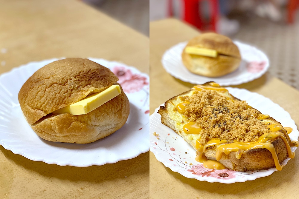 Polo Bun with Butter (left); Cheese Ham Toast (right). — Picture by CK Lim