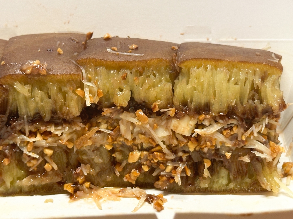 The distinct nature of the Martabak Manis is the spongy honeycomb texture.