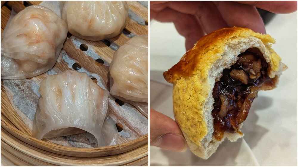 Everything, from the classics, like the ‘har gao’ (left) to the innovative ‘char siu bao’ and ‘char siu sou’ hybrid (right) is superb at Hongtu Hall. — Picture by by Ethan Lau