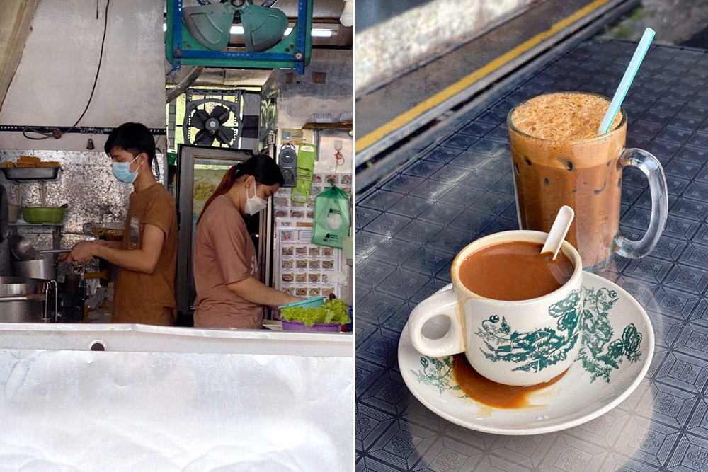 The bustling kitchen (left). Both local and Vietnamese coffee are available (right). — Picture by CK Lim