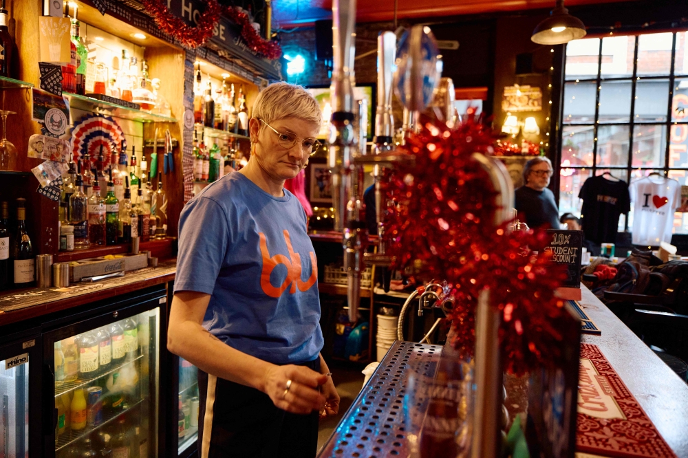 At her London pub, landlady Kate Davidson has taken to issuing Guinness ration cards, but still the stout has run out amid a UK shortage of Ireland’s national drink. — AFP pic