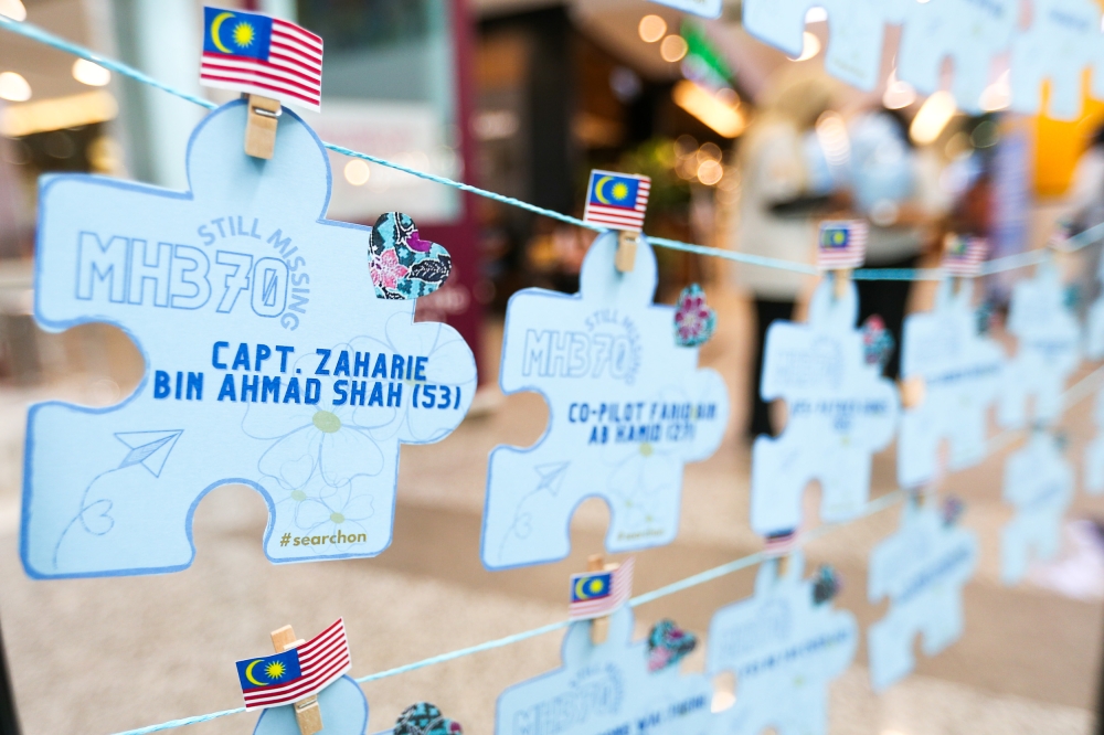 The names of the crew and passengers on Flight MH370 are displayed during the 10th year commemoration ceremony in Subang Jaya, Selangor, on March  3, 2024. — Picture by Miera Zulyana