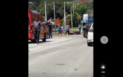 Tragic end: Four-year-old girl riding pillion with two siblings on bike with dad killed in motorcycle-lorry crash in Johor 