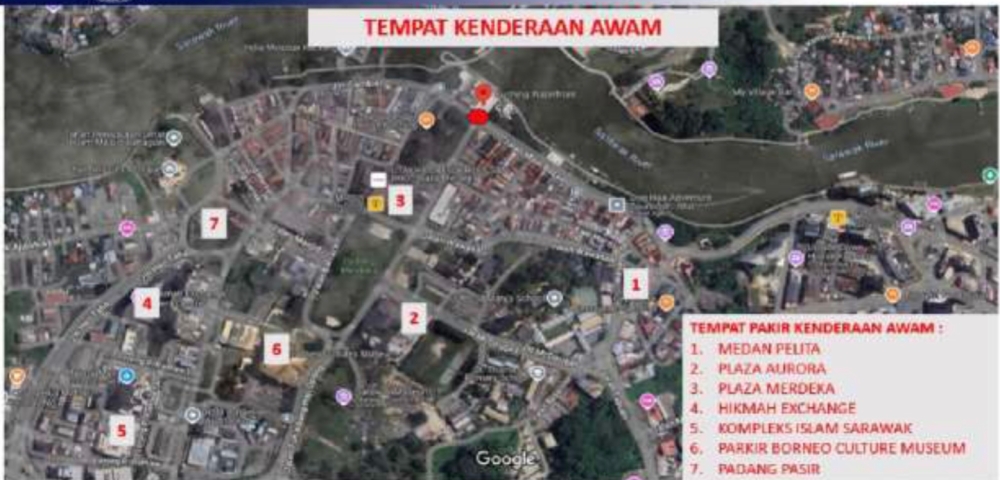 Handout photo shows the locations for public car parks. — Picture courtesy of Kuching police