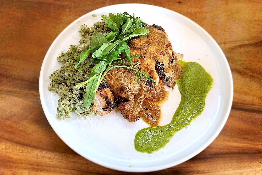 Pan-seared Chicken Breast on Pesto Rice at Ebony & Ivory in Cheras. — Picture by CK Lim