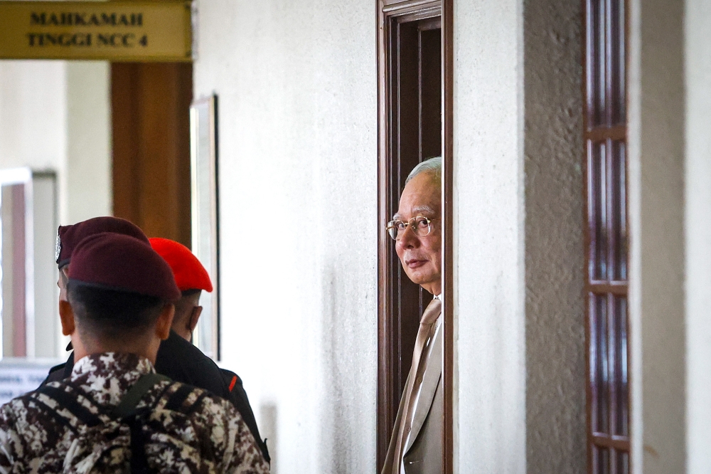 Jailed former prime minister Datuk Seri Najib Razak is pictured at the Kuala Lumpur Court Complex, in Kuala Lumpur December 4, 2024. — Picture by Firdaus Latif