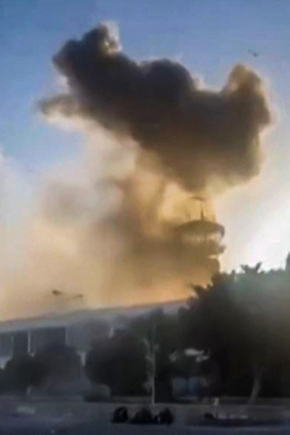 Smoke billowing near the control tower at Sanaa international airport after it was hit by an Israeli strike. — AFP