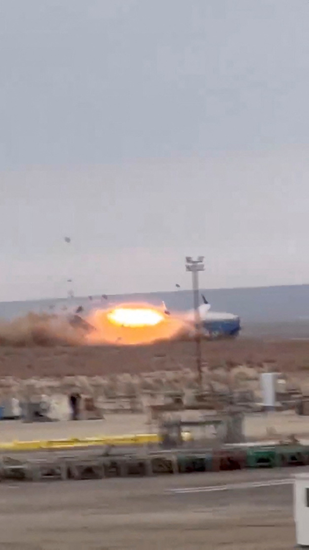 A view shows the moment an Azerbaijan Airlines' Embraer passenger plane crashed near the city of Aktau, Kazakhstan December 25, 2024 in this screengrab from a video obtained from social media. — Social media pic via Reuters