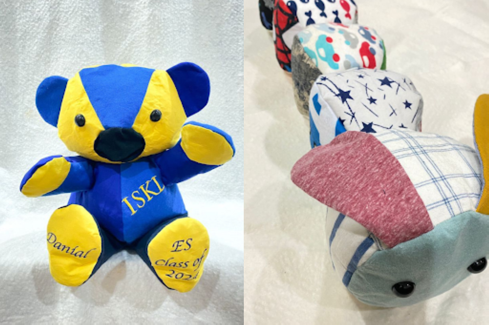 Cute plushes crafted from old uniforms or clothes make great keepsakes.