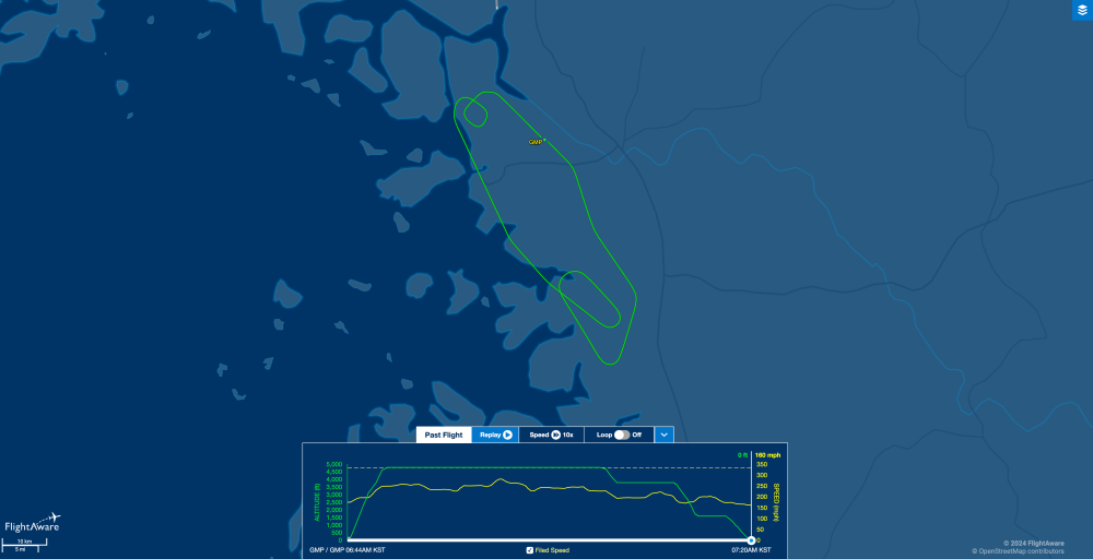 The flight path of Jeju Air 7C101 as tracked by FlightAware earlier today.