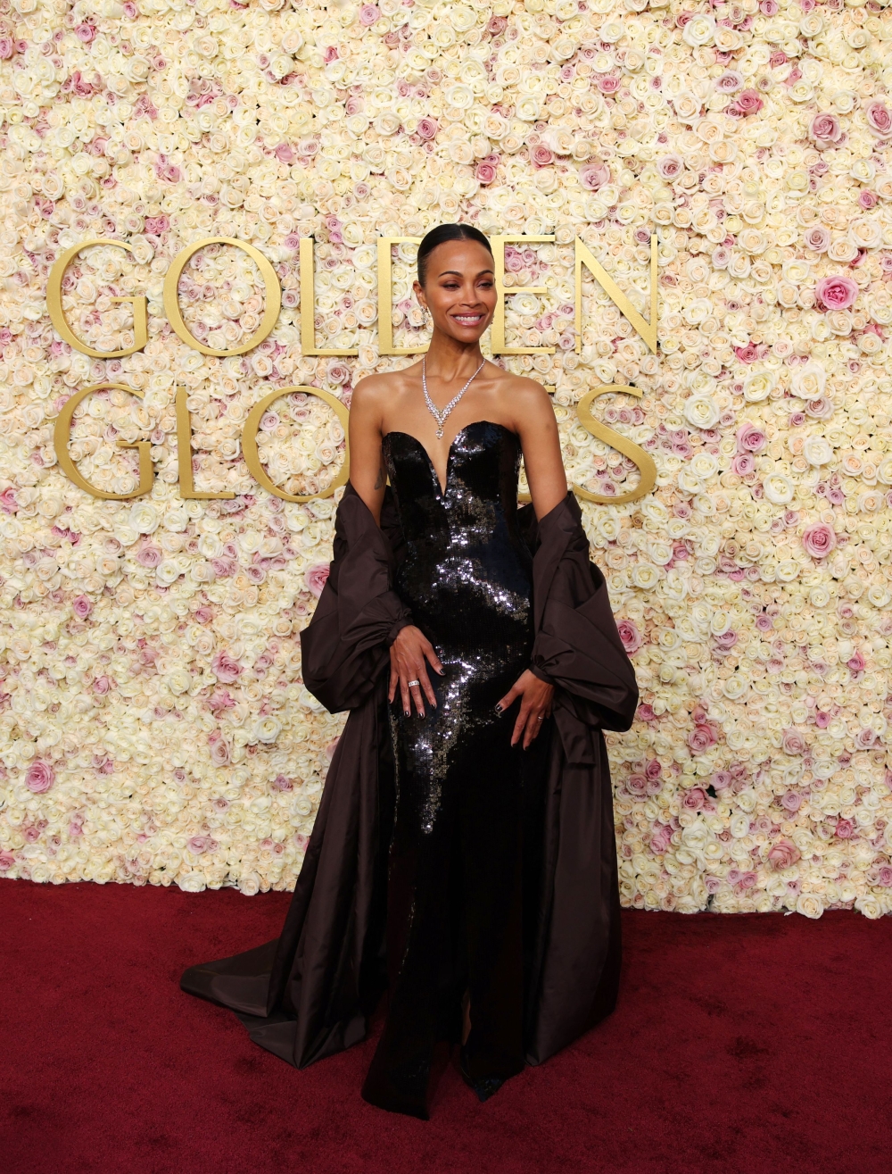 Zoe Saldana in a Saint Laurent gown. — Reuters pic