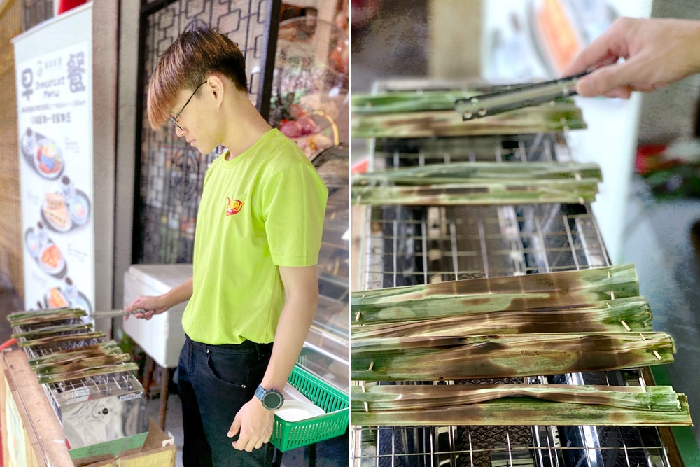 ‘Otak-otak’ being grilled in front of the shop. — Picture by CK Lim