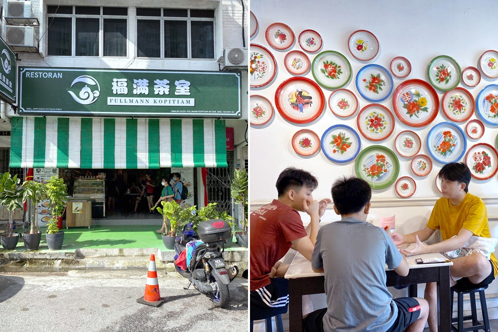 Distinctive green signage and colourful enamel plates on the walls. — Picture by CK Lim