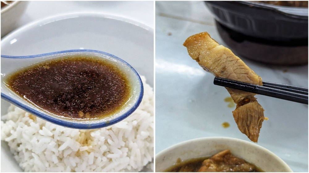 The soup is rich, but there isn’t a layer of fat sitting on top of it (left). You can order fattier cuts without feeling too overwhelmed (right) — Picture by Ethan Lau